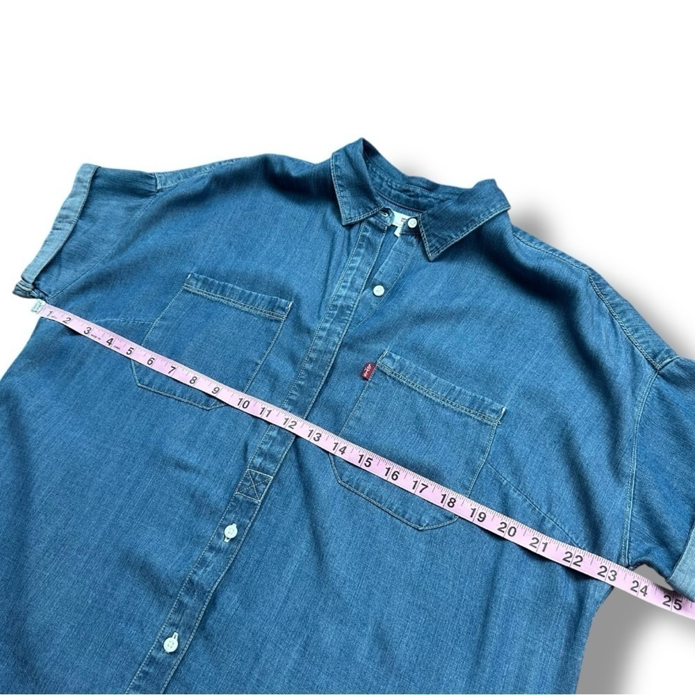 Levi’s Short Sleeve Chambray Button Front Mini Shirt Dress | Women’s Medium - Picture 8 of 10
